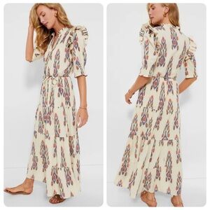 NEW NWT OLIPHANT Sanford Cream Cinched Pintuck Maxi Dress Tuckernuck Small S